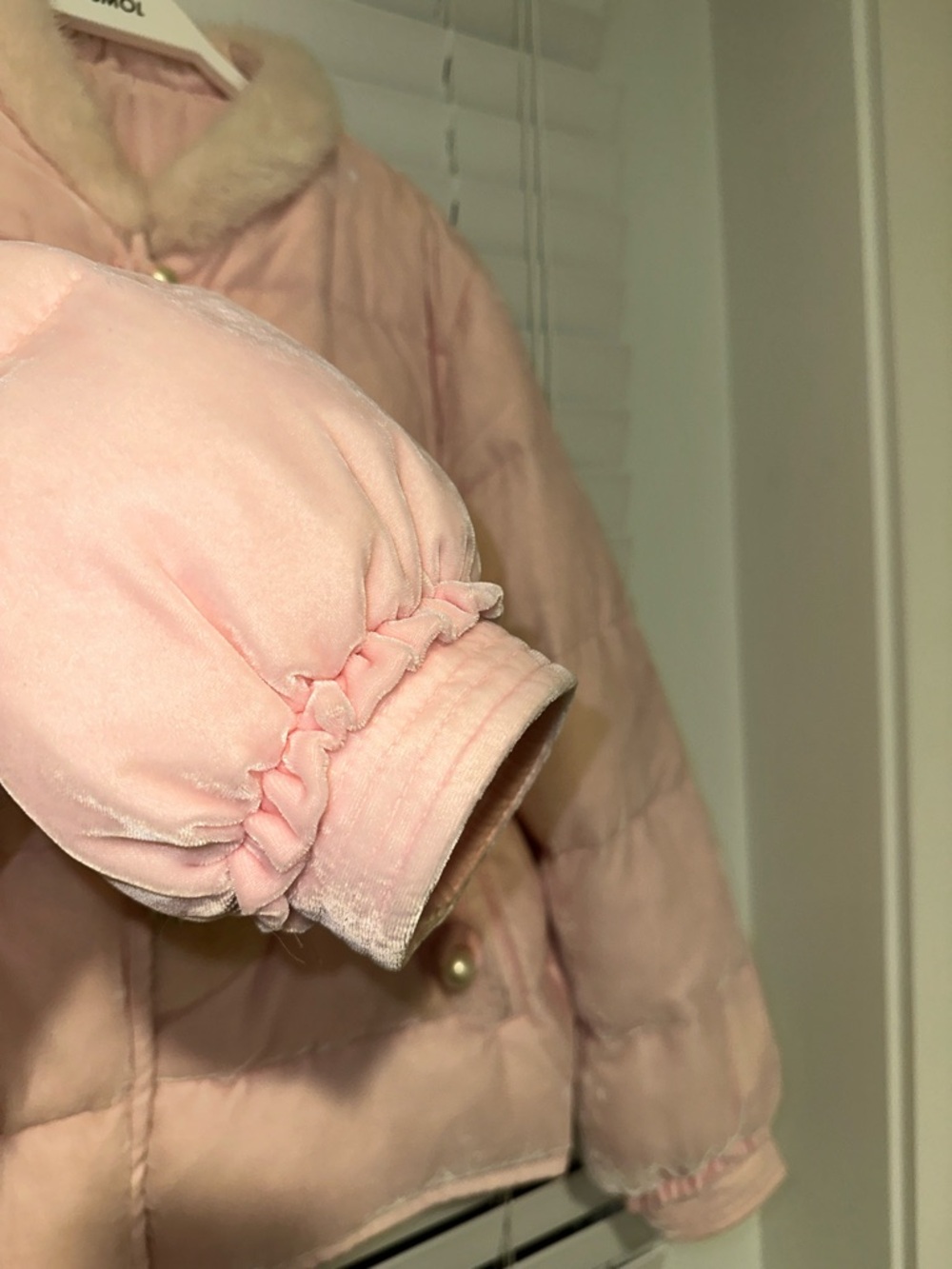 Baby Pink Puffer Jacket with Faux Fur Trim - Picture 5 of 5